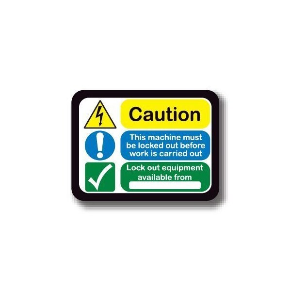 Ergomat 36in x 27in RECTANGLE SIGNS - Caution This Machine Must Be Locked Out Before Work Is Carried Out DSV-SIGN 972 #2039 -UEN - main
